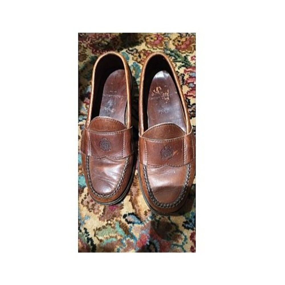 Vintage Polo Ralph Lauren Crest Penny Loafers Men 8.5 D Women 10 Brown Leather